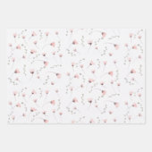 Feuille De Papier Cadeau Elégant motif floral rose aquarelle (Devant)