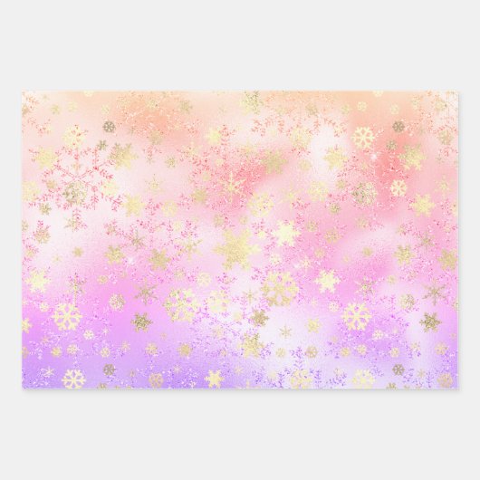 Feuille De Papier Cadeau Élégant Motif Holographique de Noël Snowflake (Devant 3)