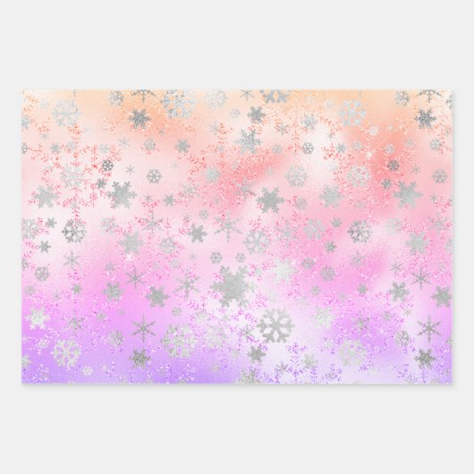 Feuille De Papier Cadeau Élégant Motif Holographique de Noël Snowflake (Devant 2)