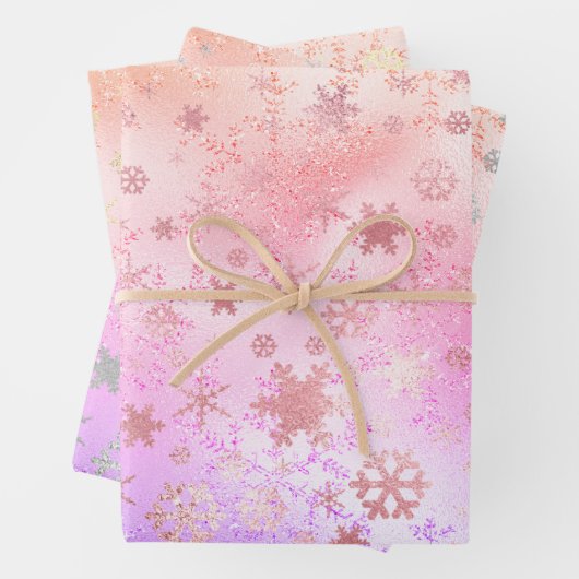 Feuille De Papier Cadeau Élégant Motif Holographique de Noël Snowflake (En situation)