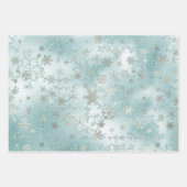 Feuille De Papier Cadeau Élégant Motif moderne de flocon de neige de Noël (Devant 3)