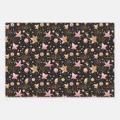 Feuille De Papier Cadeau Élégant motif rose étoile (Devant 3)