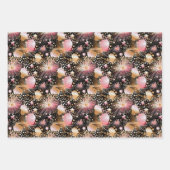 Feuille De Papier Cadeau Élégant motif rose étoile (Devant 2)