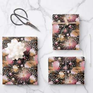 Feuille De Papier Cadeau Élégant motif rose étoile