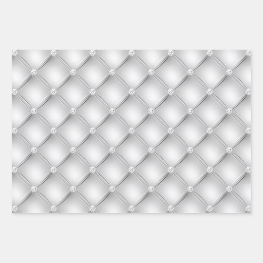 Feuille De Papier Cadeau Élégant Motifs bleus et diamants blancs touffés (Devant 3)