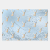 Feuille De Papier Cadeau Elégant motifs de Noël moderne or & bleu (Devant)