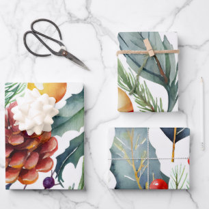 Feuille De Papier Cadeau Elégant Noël aquarelle de vacances