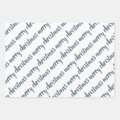 Feuille De Papier Cadeau Élégant Noël bleu ivoire Joyeux (Devant)