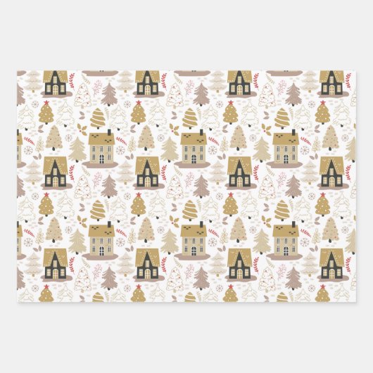 Feuille De Papier Cadeau Élégant Noël d'or (Devant)