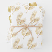 Feuille De Papier Cadeau Élégant Noël d'or blanc (En situation)