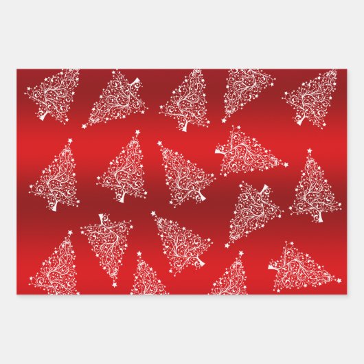 Feuille De Papier Cadeau Elégant Noël rouge & blanc motif (Devant)