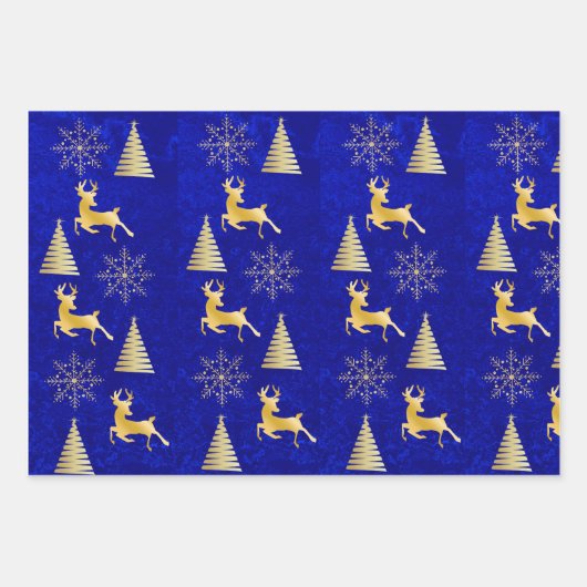 Feuille De Papier Cadeau Élégant Noël Royal Blue (Devant)