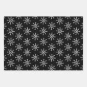 Feuille De Papier Cadeau Élégant noir blanc Noël Motif de flocon de neige (Devant 2)