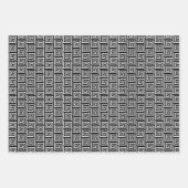 Feuille De Papier Cadeau Élégant noir et blanc grec keyeur méandre motif (Devant 2)