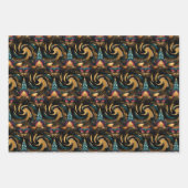 Feuille De Papier Cadeau Élégant Noir & Or Noël (Devant 2)