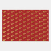 Feuille De Papier Cadeau Élégant Noir, Rouge, Bleu, Faux Or 69e Événement # (Devant 2)