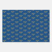 Feuille De Papier Cadeau Élégant Noir, Rouge, Bleu, Faux Or 75e Événement # (Devant 3)