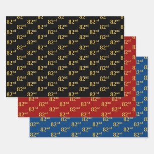 Feuille De Papier Cadeau Élégant Noir, Rouge, Bleu, Faux Or 82e événement #
