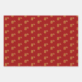 Feuille De Papier Cadeau Élégant noir, rouge, bleu, Faux or 8e événement # (Devant 2)