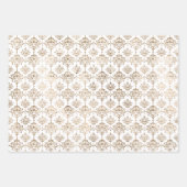Feuille De Papier Cadeau Elégant or blanc Chic Damask (Devant 3)