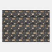 Feuille De Papier Cadeau Élégant Or Et Noir Noël Moderne (Devant)