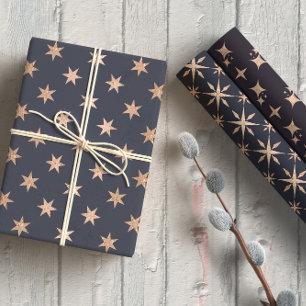 Feuille De Papier Cadeau Élégant Or Étoiles Violet