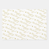 Feuille De Papier Cadeau Elégant or Joyeux Noël Joyeux Joyeux texte Fêtes (Devant 3)