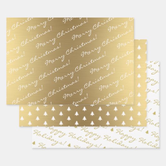 Feuille De Papier Cadeau Elégant or Joyeux Noël Joyeux Joyeux texte Fêtes (Lot)