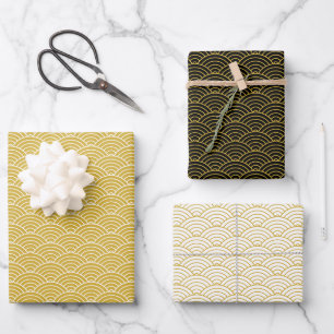 Feuille De Papier Cadeau Elégant or noir noir blanc brun brune japonaise