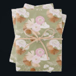 Feuille De Papier Cadeau Élégant palmiers secs et anthurium<br><div class="desc">Anthuriums blancs élégants,  feuilles de palmiers secs et fleurs roses,  ce papier d'emballage est parfait pour toute occasion de cadeaux - parfait pour les mariages,  douches nuptiales,  anniversaires et baby showers.</div>