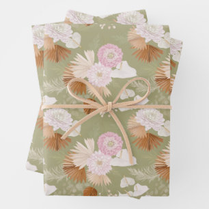 Feuille De Papier Cadeau Élégant palmiers secs et anthurium