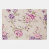 Feuille De Papier Cadeau Élégant Pastel Rose & Purple Garden Blooms (Devant)