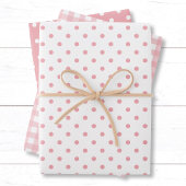 Feuille De Papier Cadeau Élégant Peach Pois roses En vichy Motif Mix