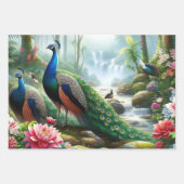 Feuille De Papier Cadeau Élégant Peacock Floral (Devant)