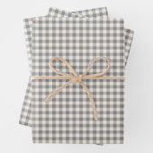 Feuille De Papier Cadeau Élégant Retro Grey En vichy Plaid Motif (En situation)