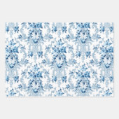 Feuille De Papier Cadeau Elégant Rococo Floral-Rose, Gris & Bleu (Devant 3)