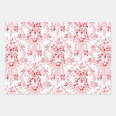 Feuille De Papier Cadeau Elégant Rococo Floral-Rose, Gris & Bleu (Devant 2)