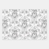 Feuille De Papier Cadeau Elégant Rococo Floral-Rose, Gris & Bleu (Devant)