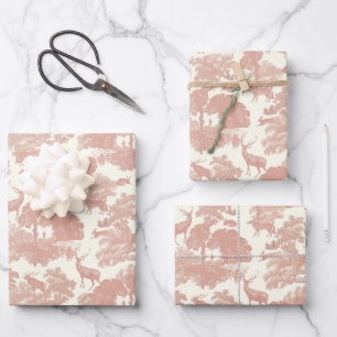 Feuille De Papier Cadeau Elégant Rose Dusty chic Toile Deer Woodland