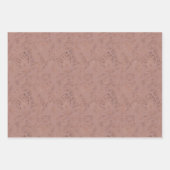 Feuille De Papier Cadeau Élégant Rose et modèle Floral Or (Devant 2)