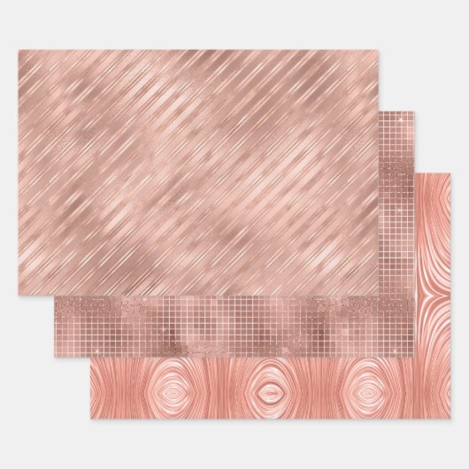 Feuille De Papier Cadeau Elegant Rose Gold Foil Glam Patterns (Lot)