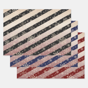 Feuille De Papier Cadeau Élégant Rose Gold Noël Snowflake Motif 