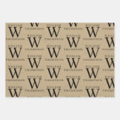 Feuille De Papier Cadeau Élégant Rustic Kraft Nom Monogrammé (Devant 2)