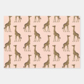 Feuille De Papier Cadeau Elégant Safari Giraffe en Blush (Devant 3)