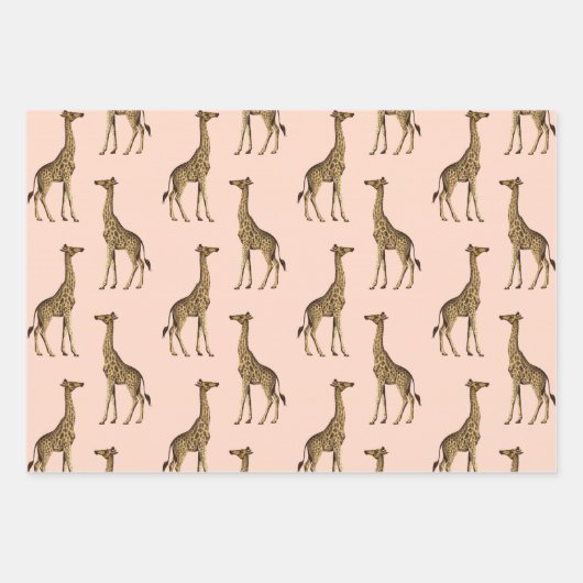 Feuille De Papier Cadeau Elégant Safari Giraffe en Blush (Devant)