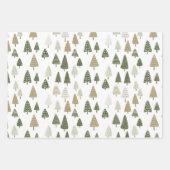 Feuille De Papier Cadeau Élégant Saga vert Noël Arbres motif (Devant 2)