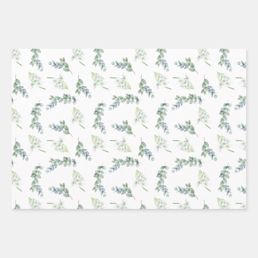 Feuille De Papier Cadeau Elégant Sage Greenery Aquarelle Botanique Foliage (Devant)