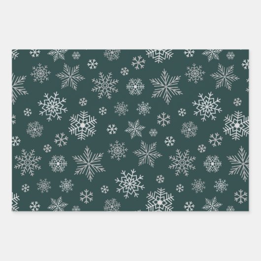 Feuille De Papier Cadeau Élégant Silver Snowflakes Noël (Devant 2)