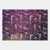 Feuille De Papier Cadeau Elégant Skeletons de danse du ciel foncé et profon (Devant 2)