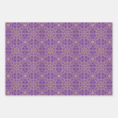 Feuille De Papier Cadeau Élégant Snowflake de Noël Faux Gold Purple Set (Devant 2)